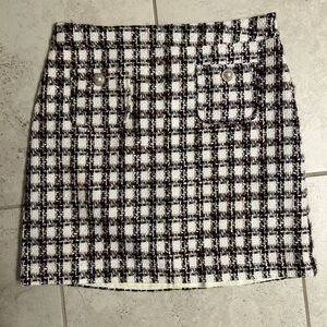 Elegant Checkered Tweed Mini Skirt